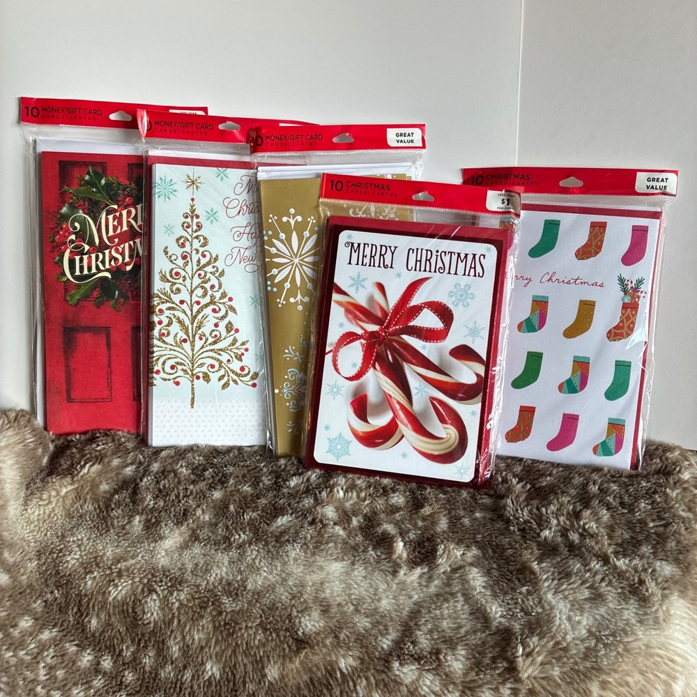 Hallmark Christmas Cards Money Holders 50 Count Assorted Holiday Stationery NEW